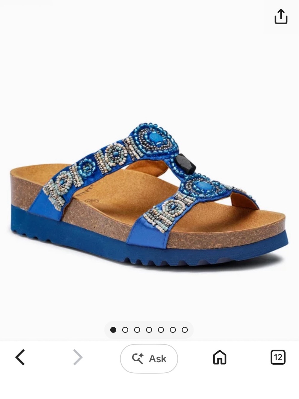 Scholl New Bogotà Wedge Beaded Sandals Blue & Brown EU 37 bio print geometric - Picture 3 of 3